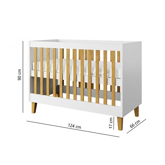 Lettino per bambini KUBI 120 x 60 cm - grigio