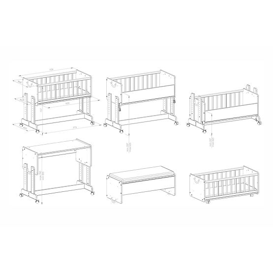 Lettino multifunzionale LETO 90x40 cm 6 in 1 - bianco