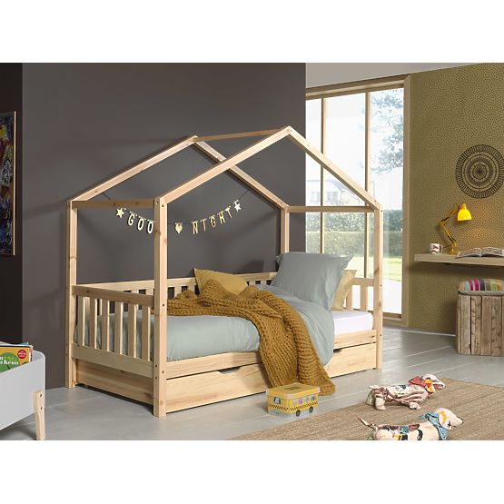 Letto per bambini a forma di casetta Dallas - naturale