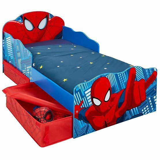 Letto per bambini Spiderman con luce e spazio di archiviazione