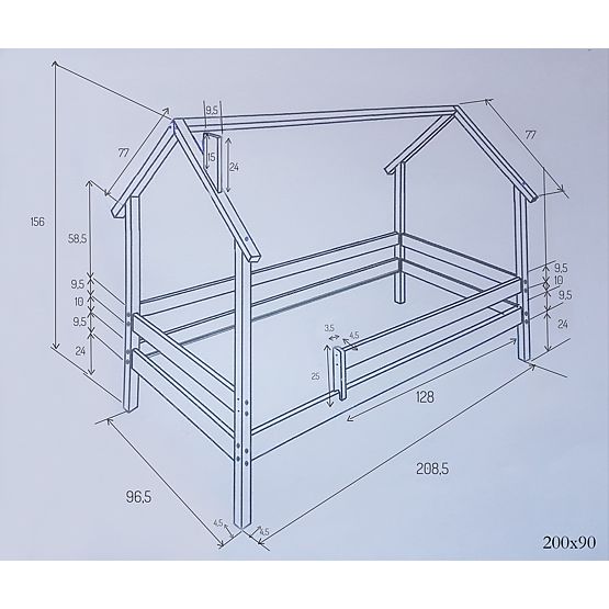 Letto a casetta per bambini Frank - bianco