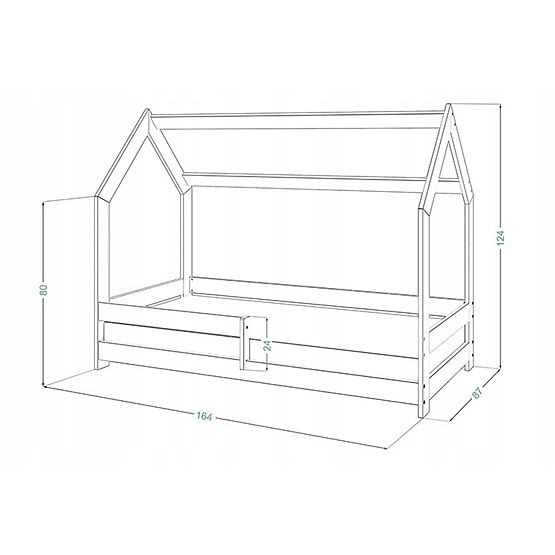 Letto casetta Laura con barriera 160 x 80 cm - bianco