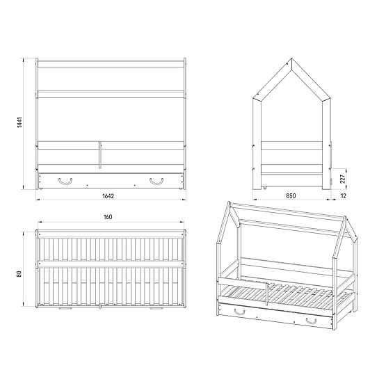 Letto a casetta Lucky 160x80 - bianco