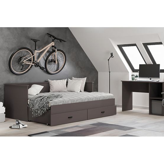 Letto estraibile HELIOS con due cassetti grigio senza materassi 200x80/200x160