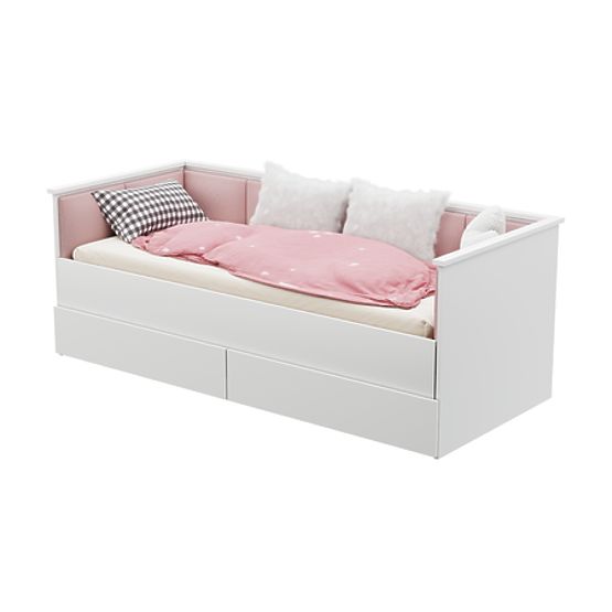 Letto estraibile HELIOS con pannelli imbottiti rosa 200x80/200x160