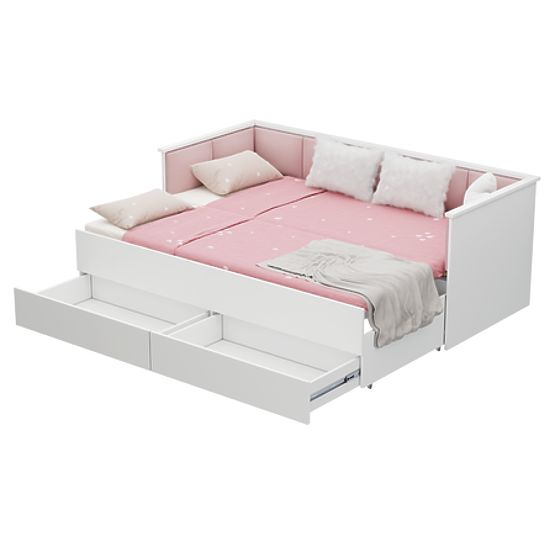 Letto estraibile HELIOS con pannelli imbottiti rosa 200x80/200x160