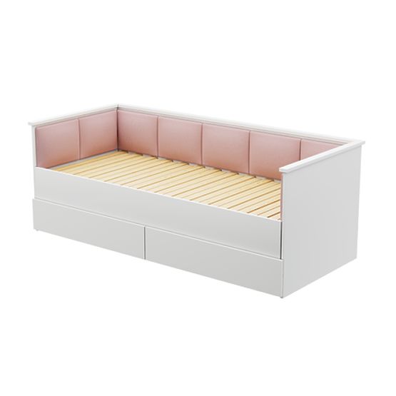 Letto estraibile HELIOS con pannelli imbottiti rosa 200x80/200x160