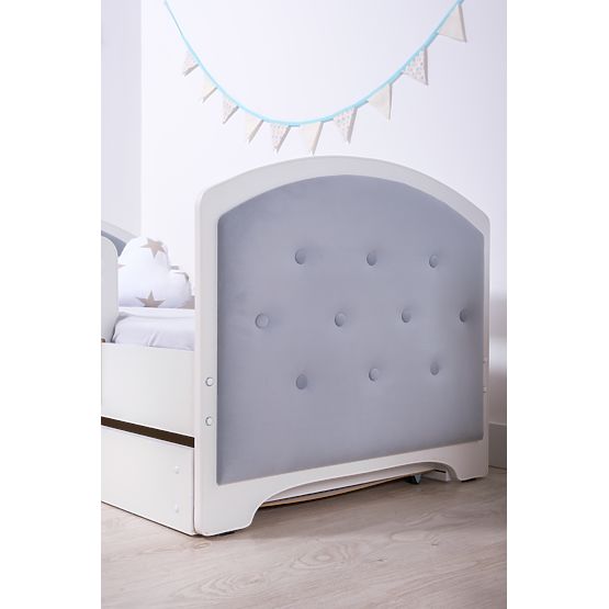 Letto imbottito Luna con barriera - grigio chiaro