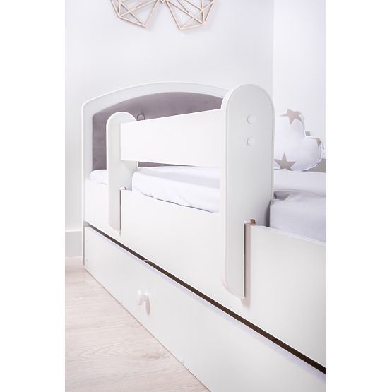Letto imbottito Luna con barriera - grigio scuro