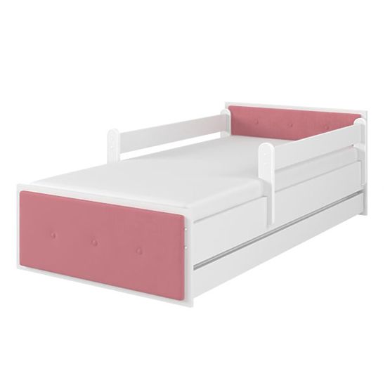 Letto per bambini imbottito MAX con testiera rosa