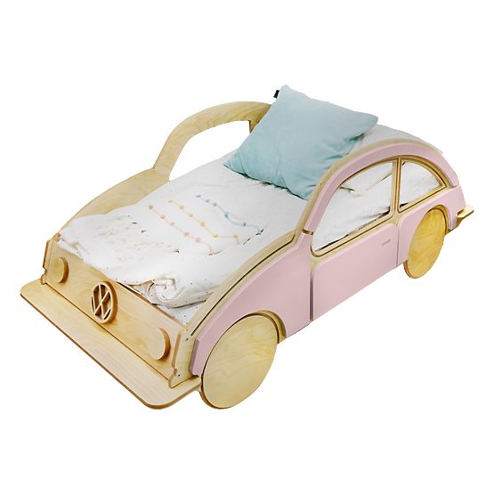 Letto in legno a forma di auto VW BEETLE 160x80 cm - rosa