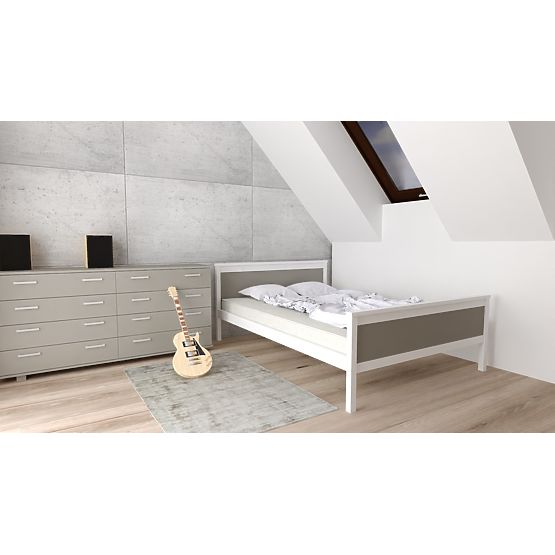 Letto in legno Ikar 200 x 120 cm - grigio-bianco