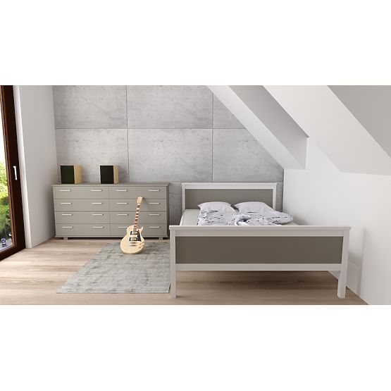 Letto in legno Ikar 200 x 120 cm - grigio-bianco