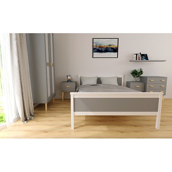 Letto in legno Ikar 200 x 90 cm - grigio-bianco