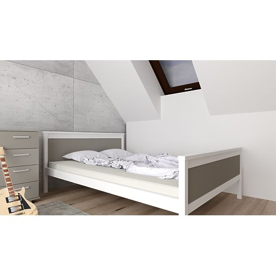 Letto in legno Ikar 200 x 90 cm - grigio-bianco