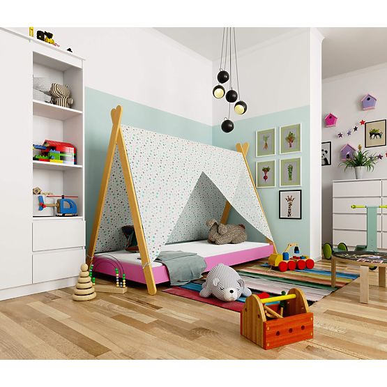 Letto per bambini 160x80 GEM con materasso rosa