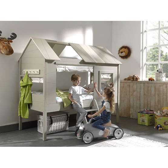 Letto per bambini a forma di casetta Charlotte - crema