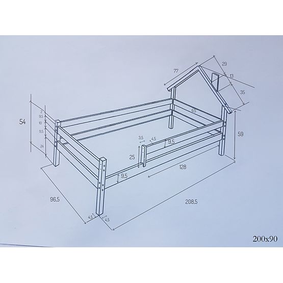 Letto per bambini a forma di casetta Ollie - naturale