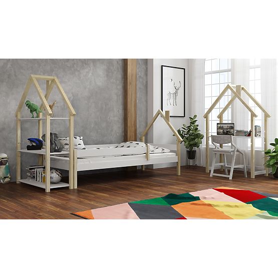 Letto per bambini a forma di casetta Ollie SCANDI - bianco-naturale