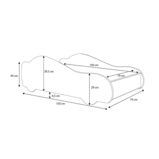 Letto per bambini auto Batcar nero 140x70