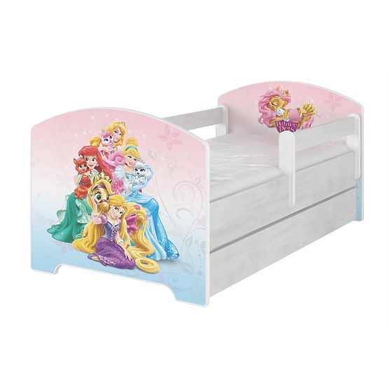 Letto per bambini con barriera di sicurezza - Amici del Palazzo - decorazione pino norvegese