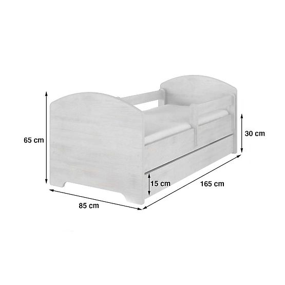 Letto per bambini con barriera di sicurezza - Amici del Palazzo - decorazione pino norvegese