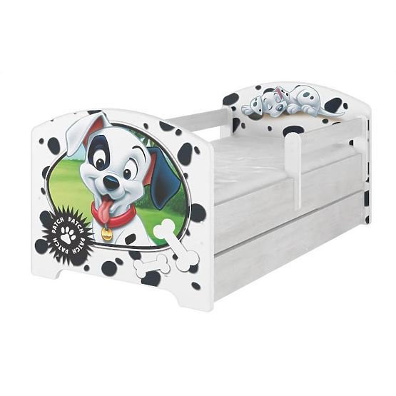 Letto per bambini con barriera di sicurezza - 101 dalmata - decorazione pino norvegese