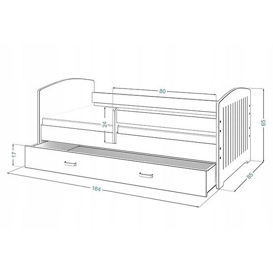 Letto per bambini con barriera di sicurezza MIKI 160 x 80 cm