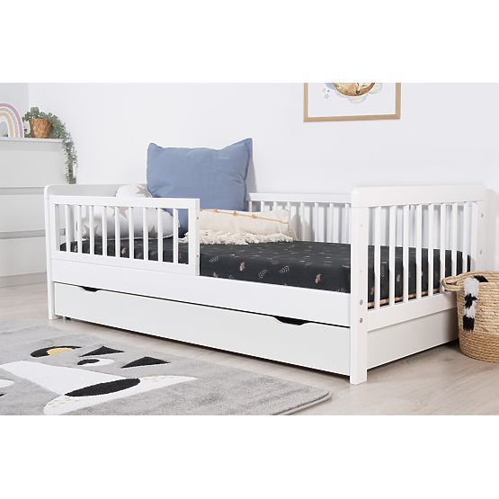 Letto per bambini con barriera TEDDY - bianco