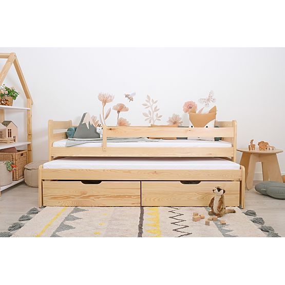 Letto per bambini con letto estraibile e barriera Praktik - naturale
