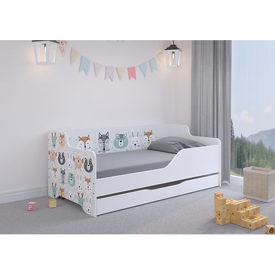 Letto per bambini con schienale LILU 160 x 80 cm - Animali