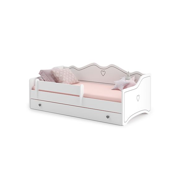 Letto per bambini EMMA con cassetto e barriera 140x70 grigio