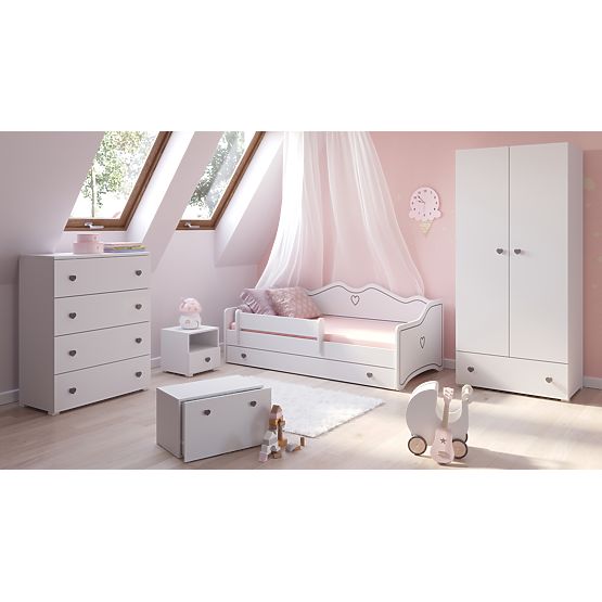 Letto per bambini EMMA con cassetto e barriera 140x70 grigio