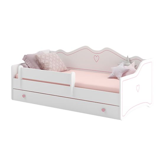 Letto per bambini EMMA con cassetto e barriera 140x70 rosa