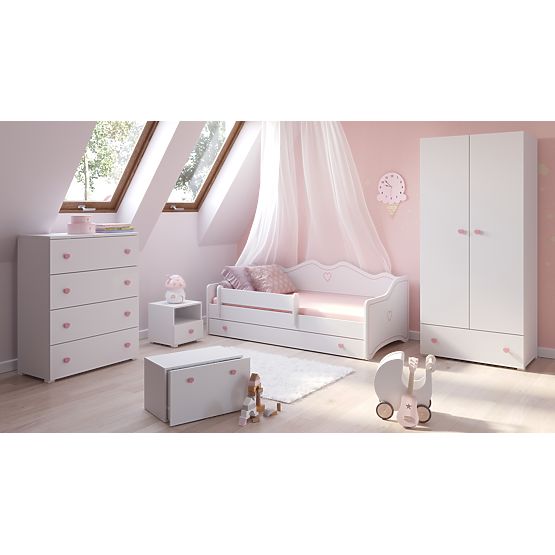 Letto per bambini EMMA con cassetto e barriera 180x80 rosa