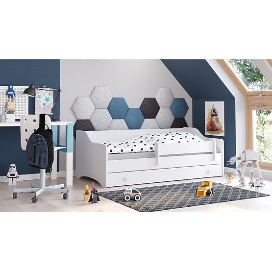 Letto per bambini ERYK con cassetto e barriera 160x80 maniglia bianca