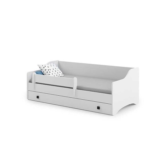 Letto per bambini ERYK con cassetto e barriera 160x80 maniglia nera