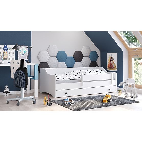 Letto per bambini ERYK con cassetto e barriera 160x80 maniglia nera