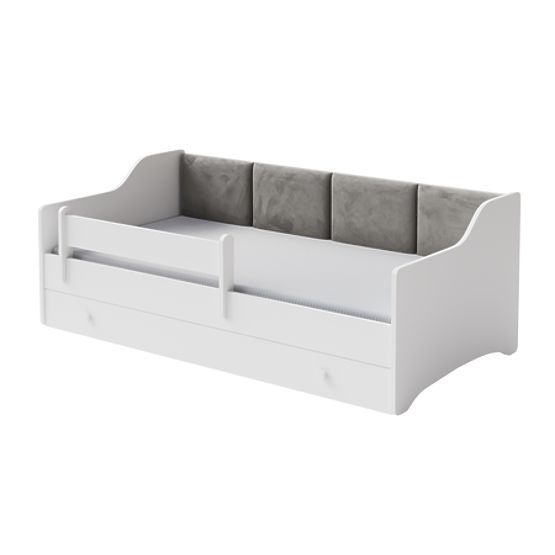 Letto per bambini ERYK con cassetto e barriera 160x80 pannello grigio