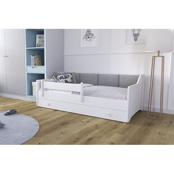 Letto per bambini ERYK con cassetto e barriera 160x80 pannello grigio