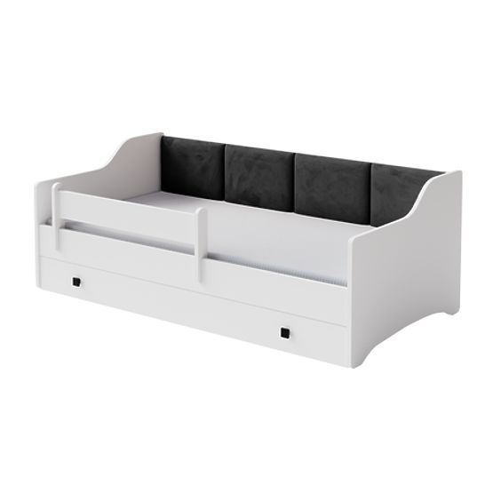 Letto per bambini ERYK con cassetto e barriera 160x80 pannello nero