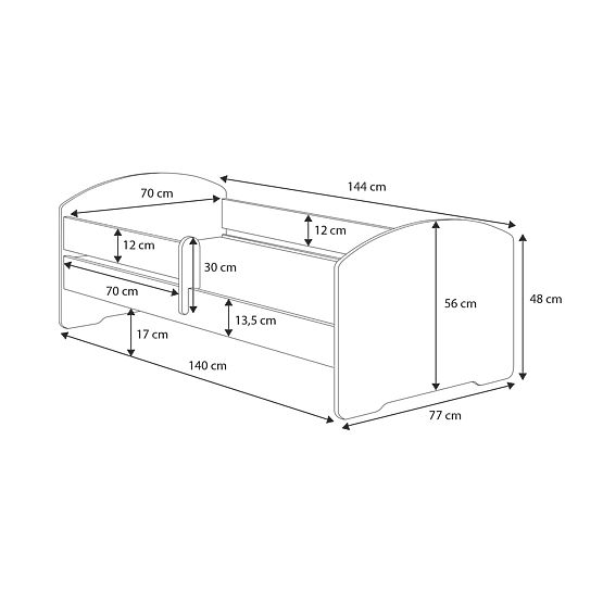 Letto per bambini MAX con barriera 140x70