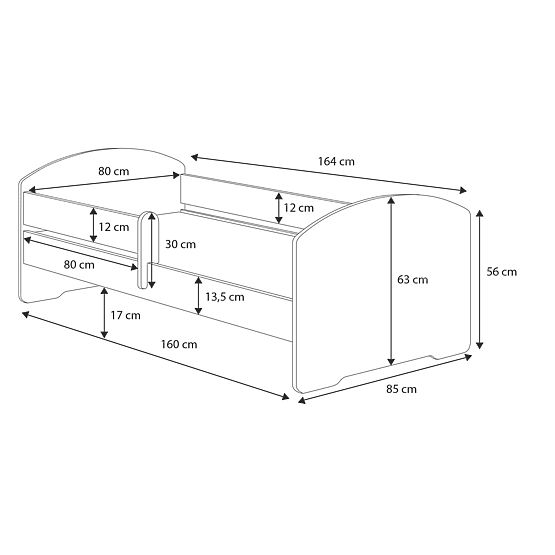 Letto per bambini MAX con barriera 160x80