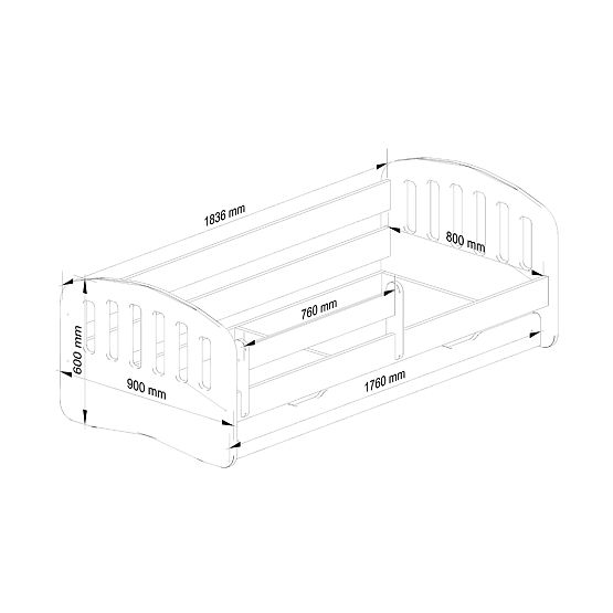 Letto per bambini PLAY 180x80 Rosa + Materasso