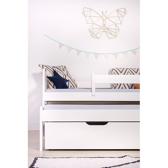 Letto per bambini con letto estraibile e barriera Praktik - Bianco