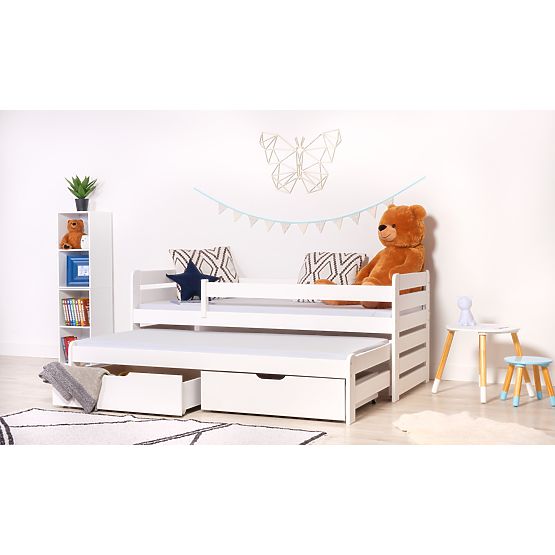 Letto per bambini con letto estraibile e barriera Praktik - Bianco