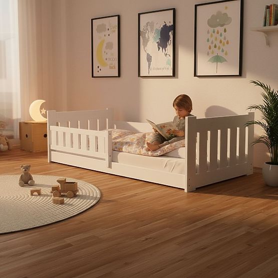 Letto per bambini Tom - bianco, basso