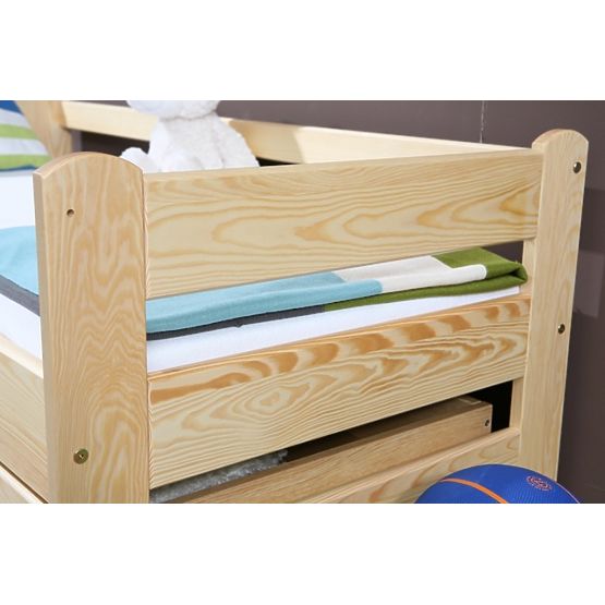 Letto per bambini Woody con barriera - naturale