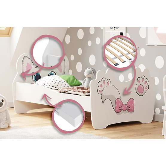 Letto Singolo Pink Cat 160x80 con Materasso