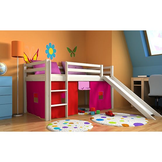Letto rialzato per bambini Ourbaby Modo con scivolo - bianco